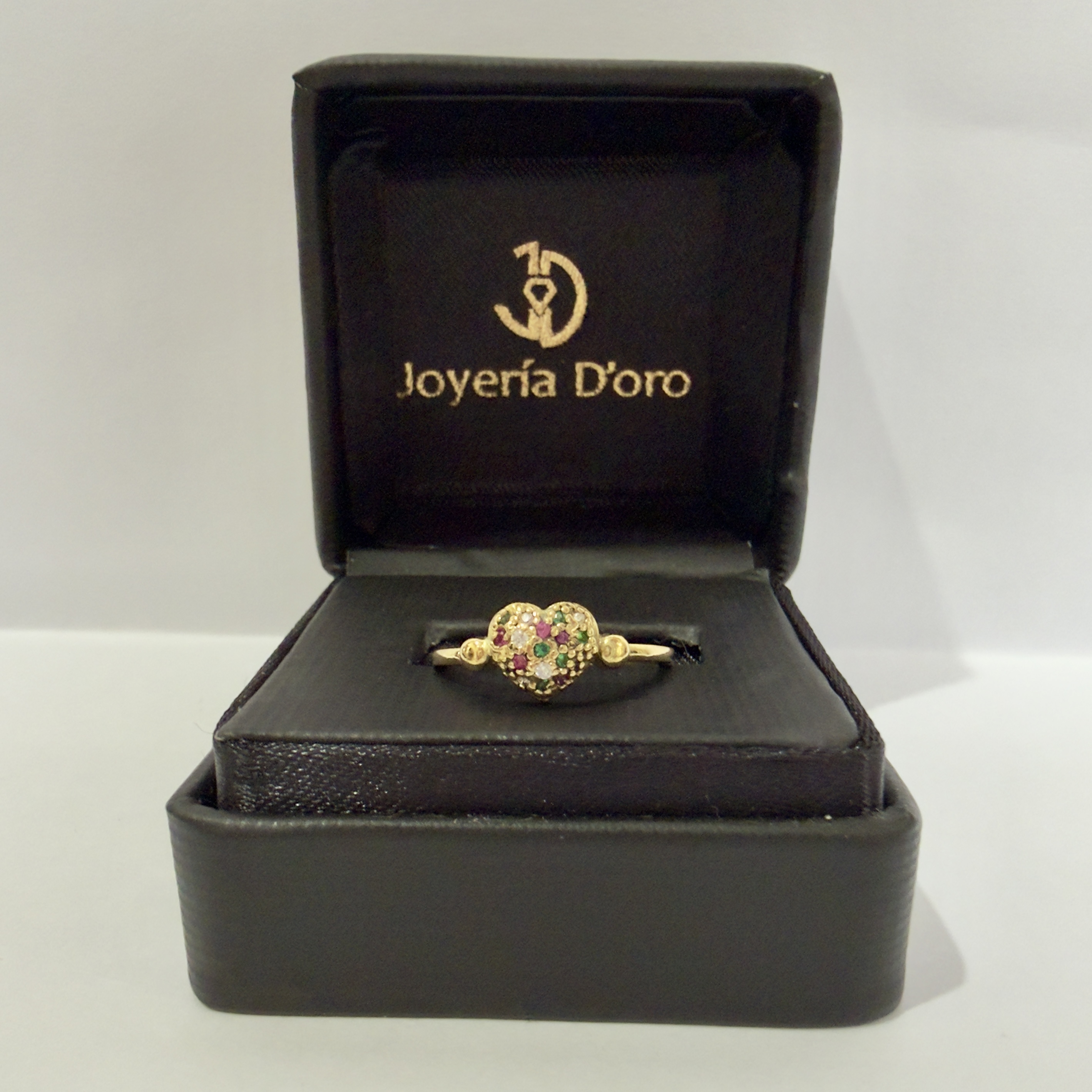ANILLO CORAZON CON PIEDRAS / T. 6 / 2.65R / ORO AMARILLO 18K - imagen 1