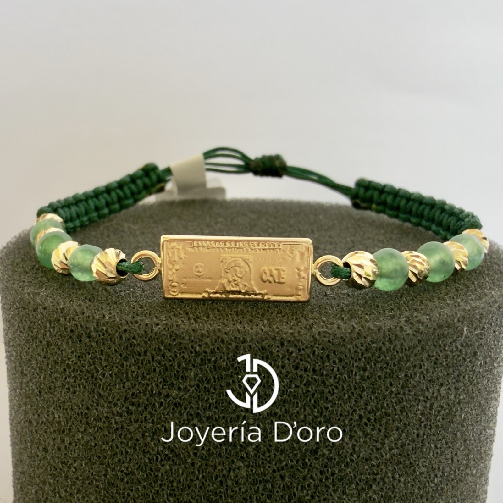 PULSERA TEJIDA DOLAR CON 8 BOLAS #4 / 1.5GR / ORO AMARILLO 18K - imagen 1