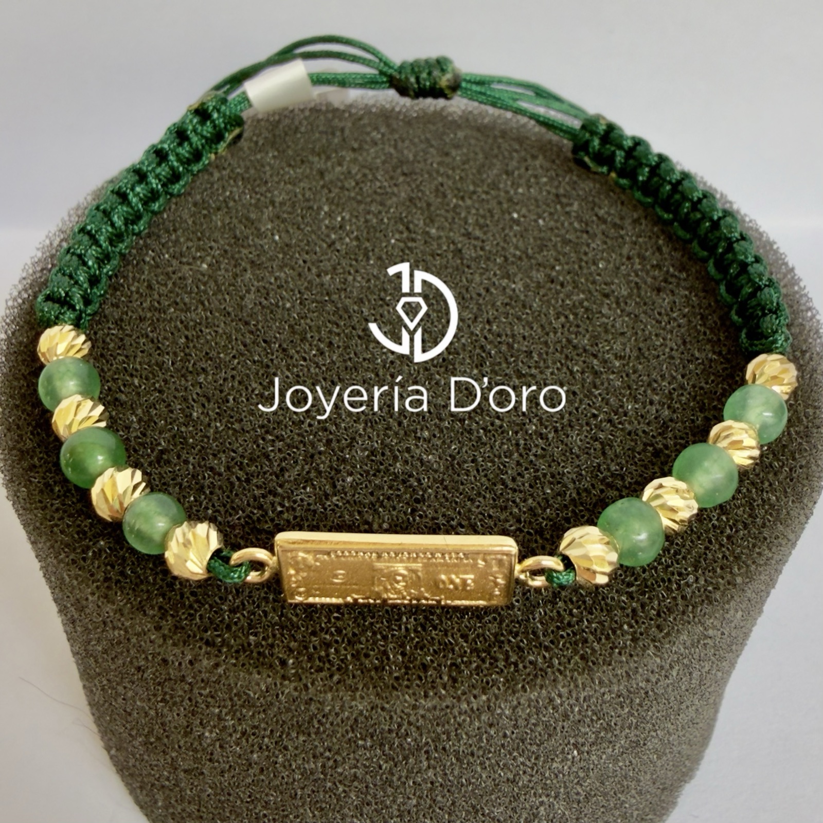 PULSERA TEJIDA DOLAR CON 8 BOLAS #4 / 1.5GR / ORO AMARILLO 18K - miniatura 2