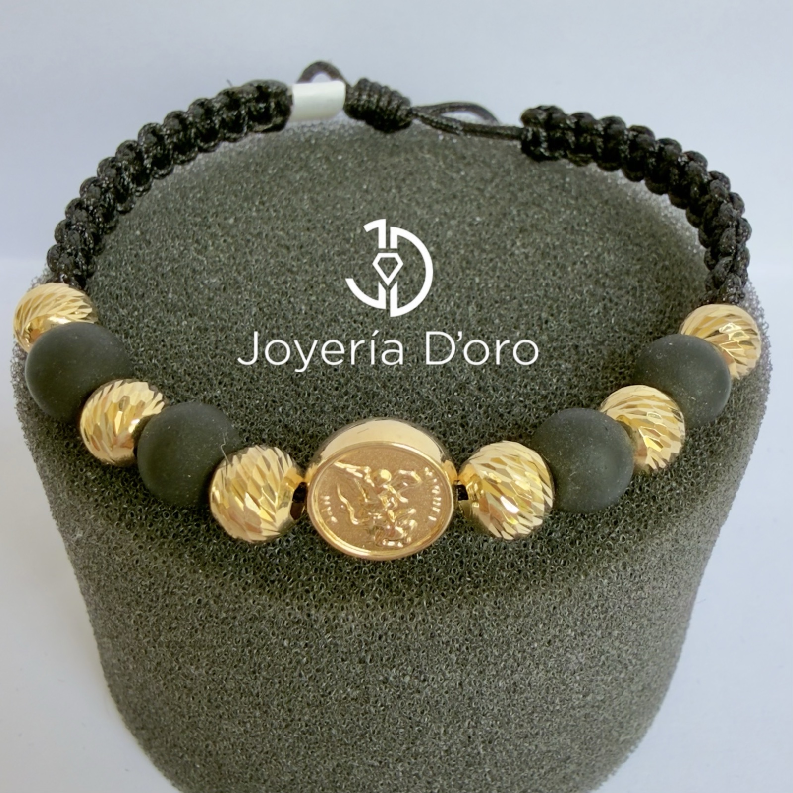 PULSERA TEJIDA ARCANGEL SAN MIGUEL 6 BOLAS #7 / 2.32GR / ORO AMARILLO 18K - miniatura 2