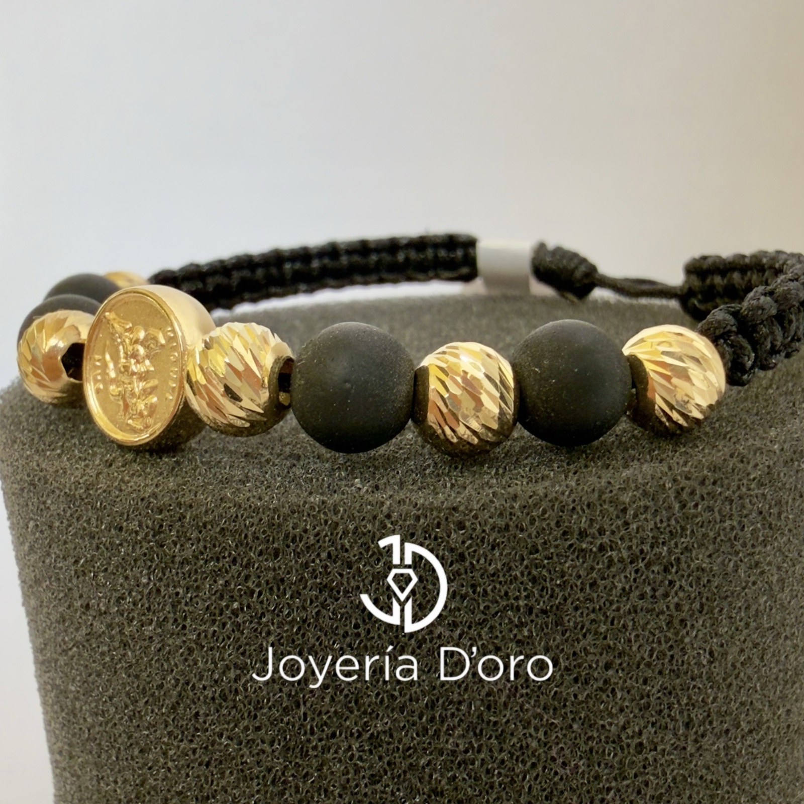 PULSERA TEJIDA ARCANGEL SAN MIGUEL 6 BOLAS #7 / 2.32GR / ORO AMARILLO 18K - miniatura 3