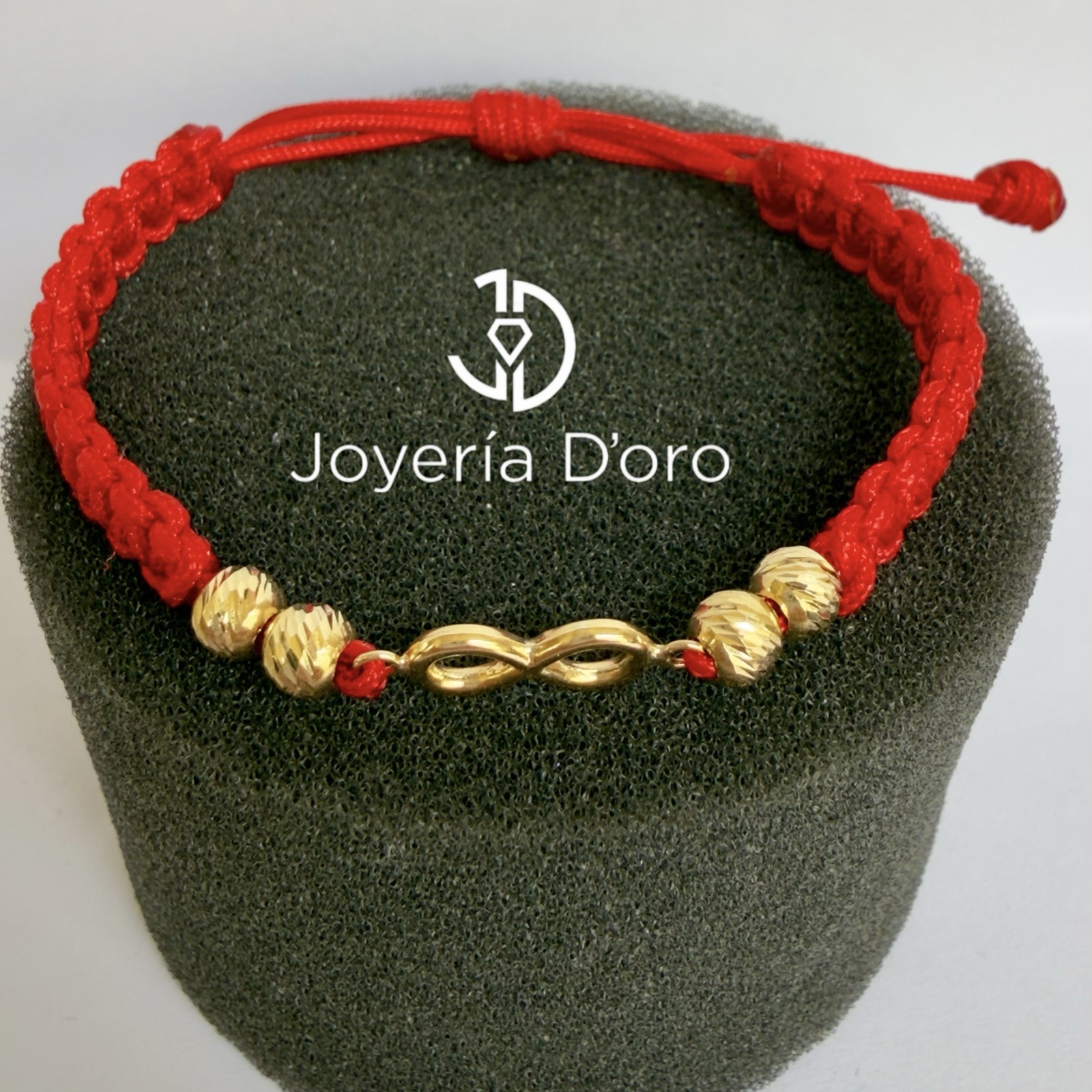 PULSERA TEJIDA ROJA INFINITO 4 BOLAS #5 / 1.05GR / ORO AMARILLO 18K - miniatura 2