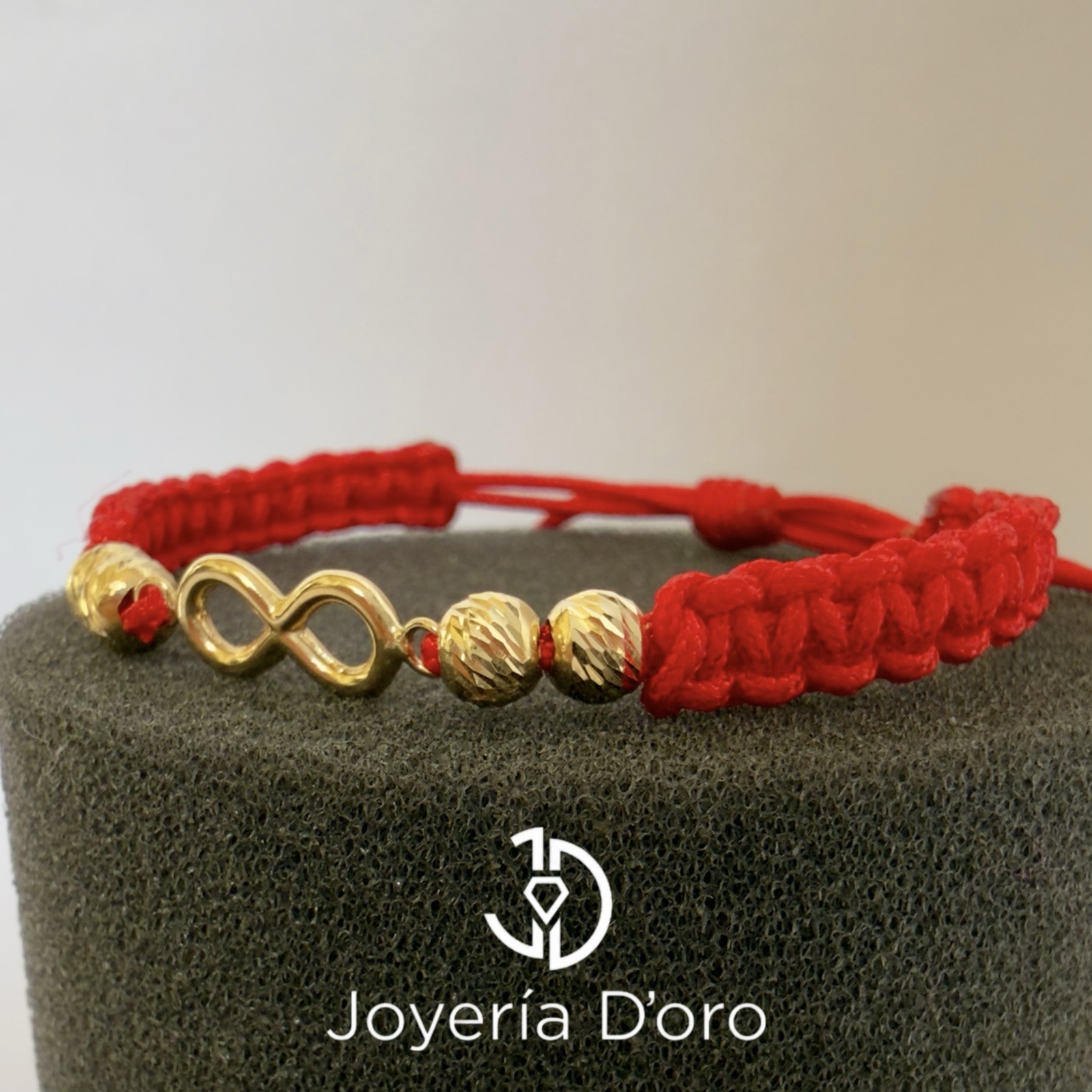 PULSERA TEJIDA ROJA INFINITO 4 BOLAS #5 / 1.05GR / ORO AMARILLO 18K - miniatura 3