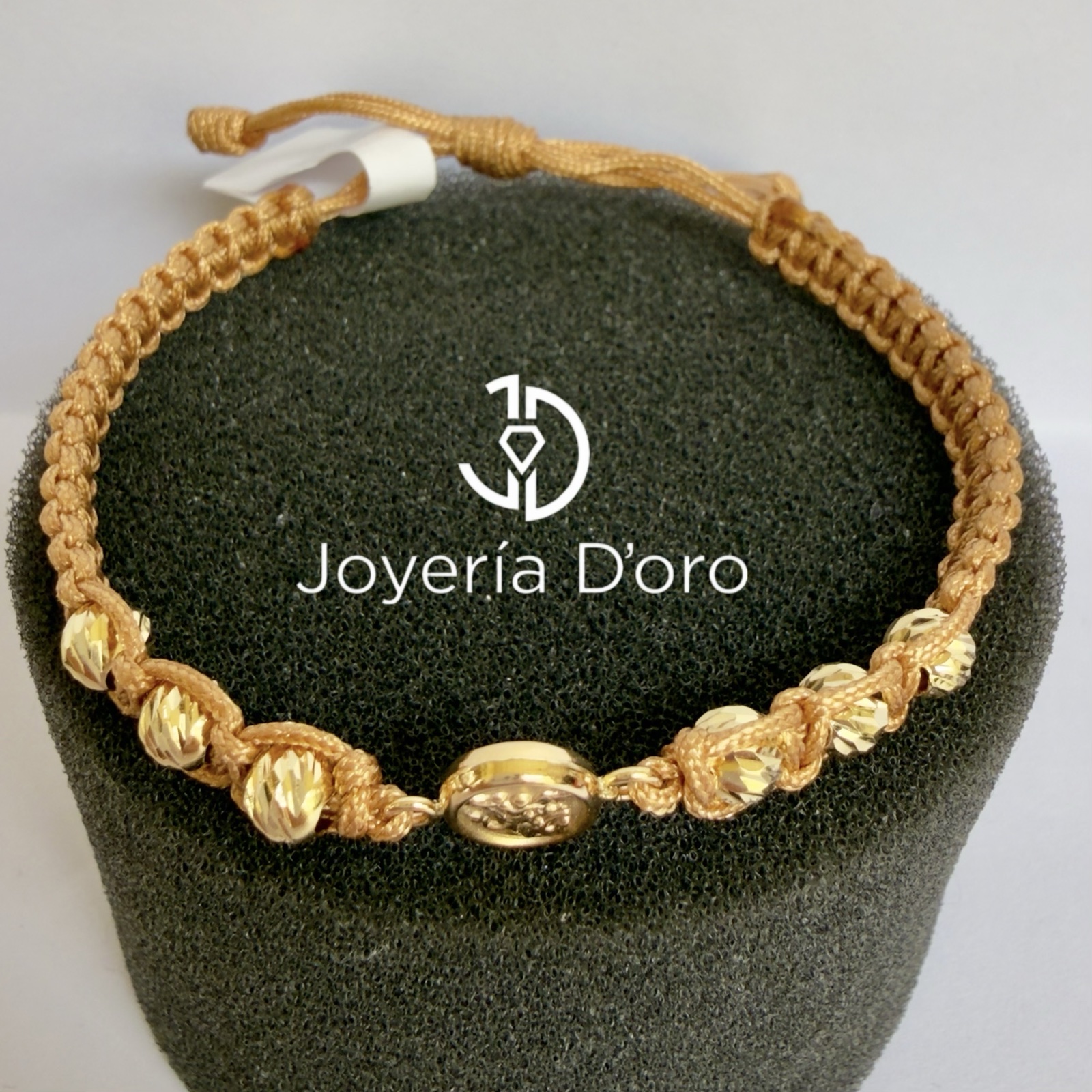 PULSERA TEJIDA CAFE ARCANGEL SAN MIGUEL 6 BOLAS #5 / 1.33GR / ORO AMARILLO 18K - miniatura 2