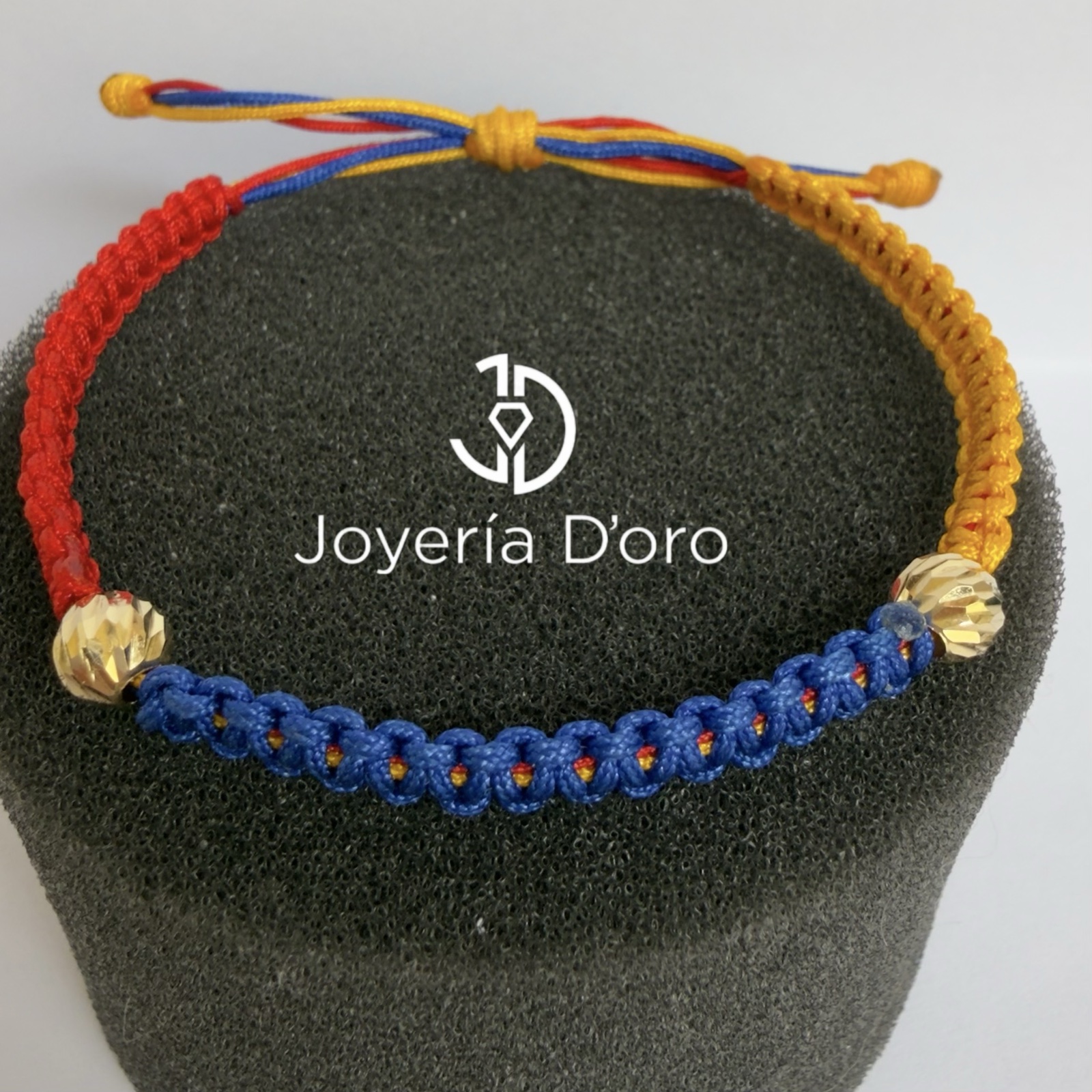 PULSERA TEJIDA COLOMBIA 2 BOLAS #6 / 0.32GR / ORO AMARILLO 18K - miniatura 2