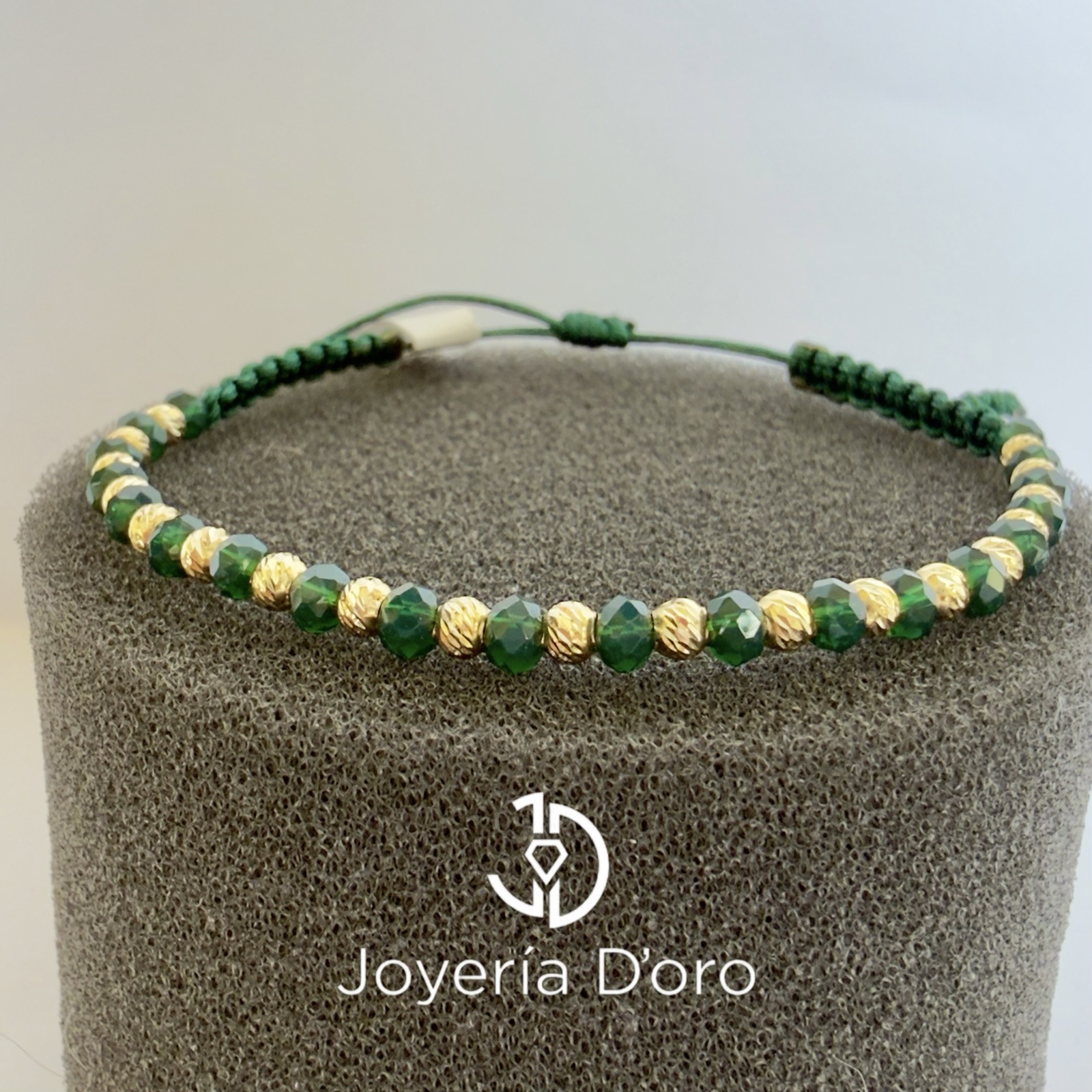 PULSERA TEJIDA VERDE 19 BOLAS #3 / 0.81GR / ORO AMARILLO 18K - imagen 1